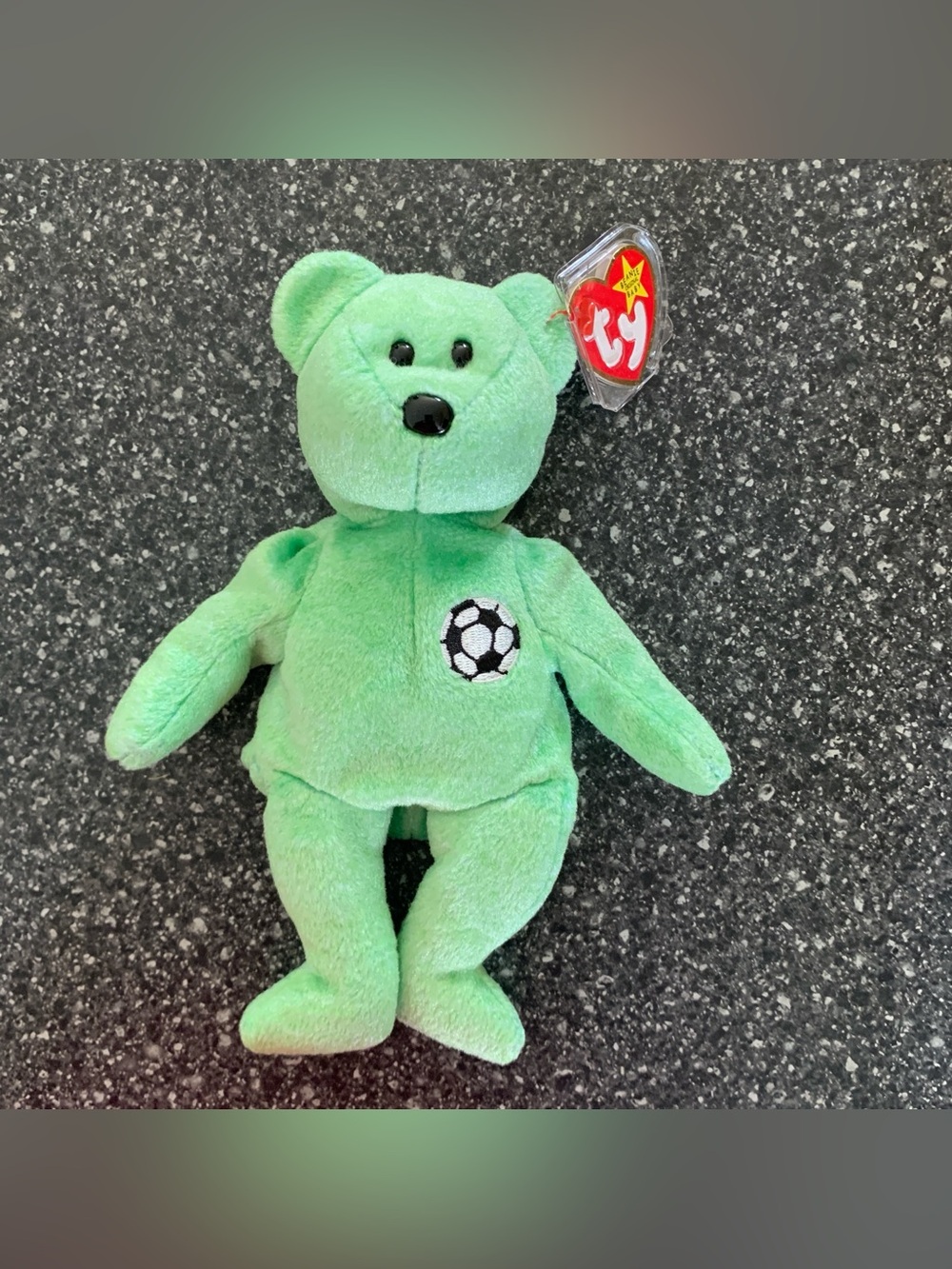Ty  Beanie Baby Kicks
Bear Plush with Soccer Emblem